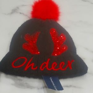 Pom pom hat with Antlers (oh deer)